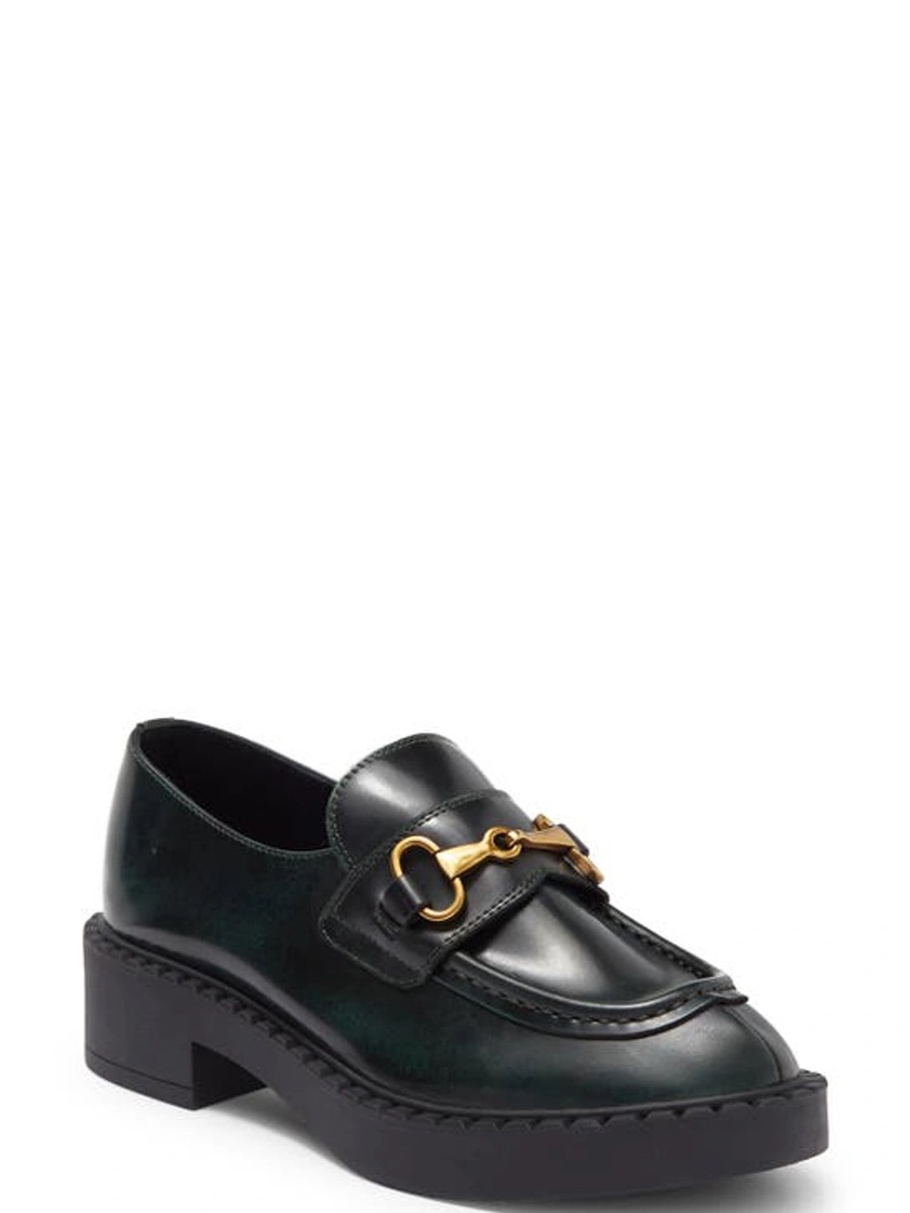 Jeffrey Campbell Portina Platform Loafers Green Gold Bit Size 9.5 NWOB